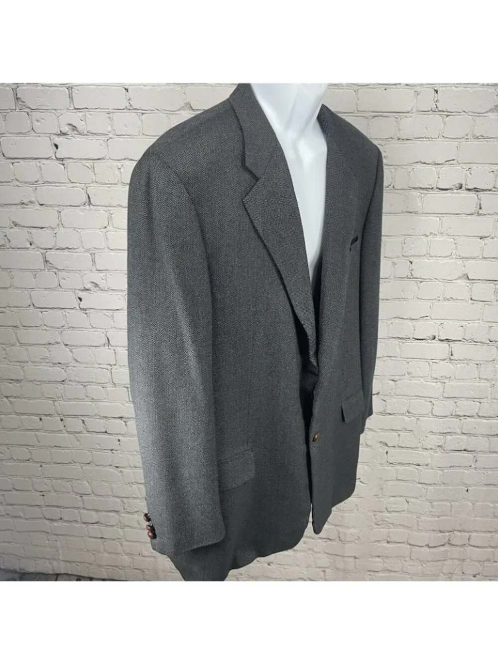 Hickey Freeman Grey Wool 2 Button Vented Blazer Sport Coat USA Made Size 44L